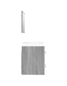 Mobile Bagno e Lavabo Integrato Grigio Sonoma Legno Multistrato
