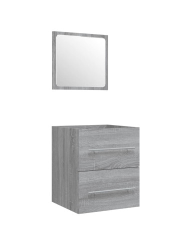 Mobile Bagno e Lavabo Integrato Grigio Sonoma Legno Multistrato