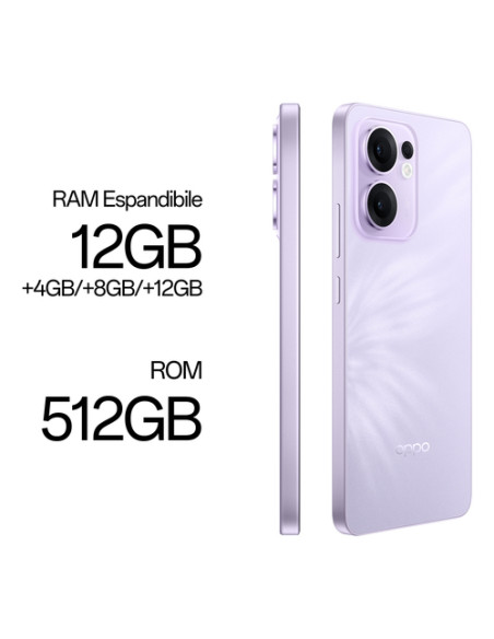 OPPO Reno13 FS 5G AI Smartphone, Tripla fotocamera 50+8+2MP, Selfie 32MP, Display 6.67” 120HZ AMOLED FHD+, 5800mAh, RAM 12GB(E