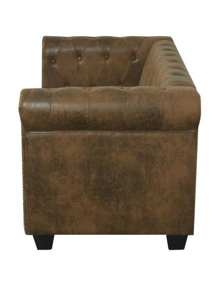 Divano Chesterfield a 2 posti marrone in similpelle