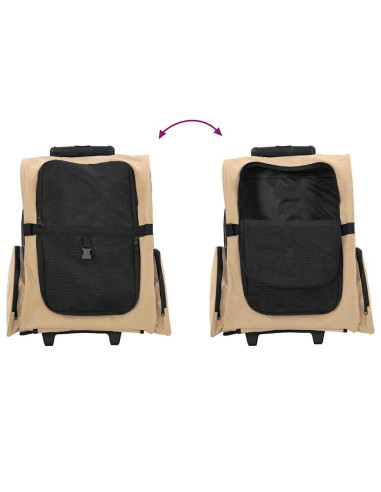 Carrello per Animali 3 in 1 Design Sabbia 48x32x57 cm Tessuto Oxford