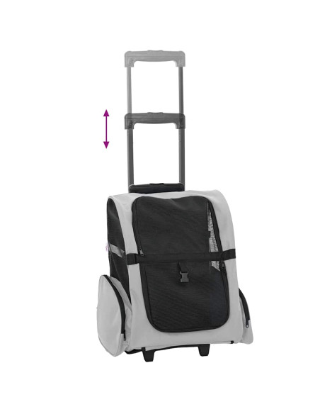 Carrello per animali domestici 3 in 1 design grigio 48x32x57 cm tessuto Oxford