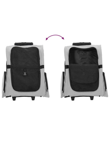Carrello per animali domestici 3 in 1 design grigio 48x32x57 cm tessuto Oxford