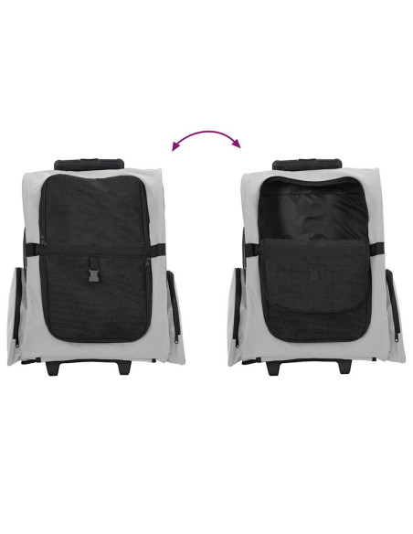 Carrello per animali domestici 3 in 1 design grigio 48x32x57 cm tessuto Oxford