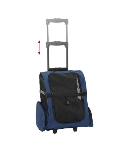 Carrello per animali domestici 3 in 1 Design Blu 48x32x57 cm Tessuto Oxford