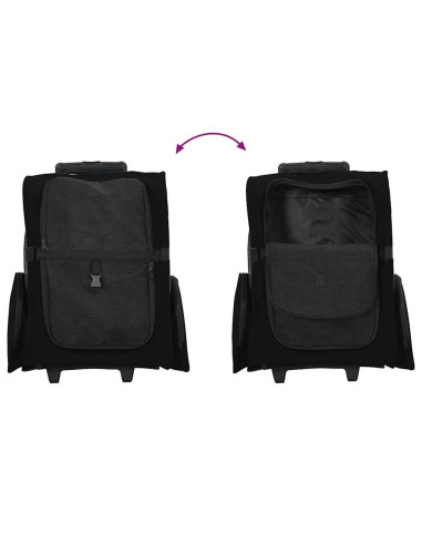 Carrello per Animali 3 in 1 Design Nero 48x32x57 cm Tessuto Oxford