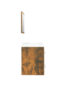 Mobile Bagno con Lavabo Integrato Rovere Fumo Legno Multistrato