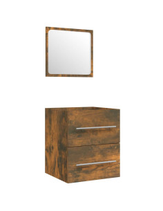 Mobile Bagno con Lavabo Integrato Rovere Fumo Legno Multistrato 2