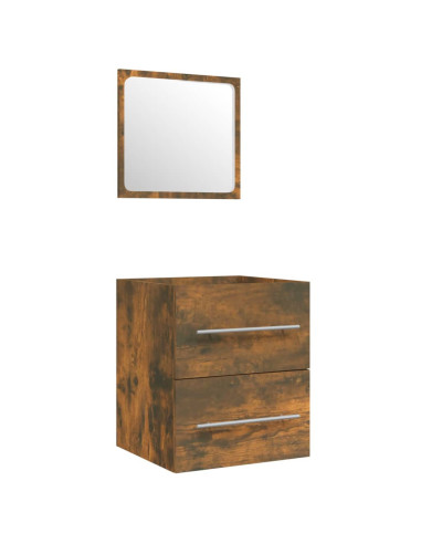 Mobile Bagno con Lavabo Integrato Rovere Fumo Legno Multistrato