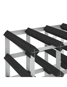 Portavini da 20 Bottiglie Nero in Legno Massello di Pino 2