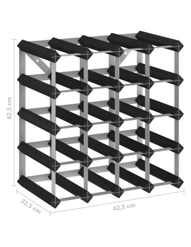 Portavini da 20 Bottiglie Nero in Legno Massello di Pino