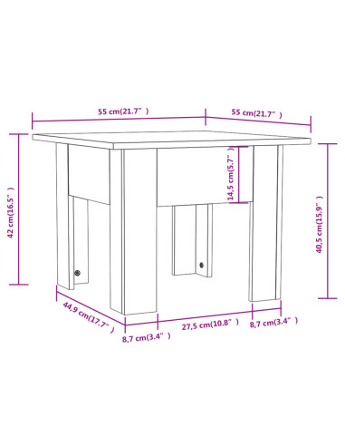 Tavolino da Salotto Rovere Fumo 55x55x42 cm in Truciolato