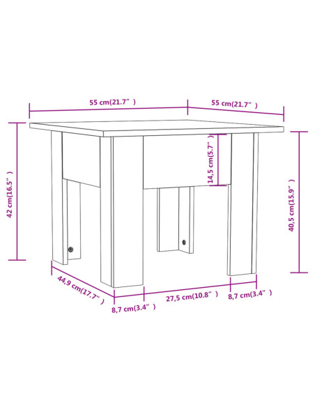 Tavolino da Salotto Rovere Fumo 55x55x42 cm in Truciolato