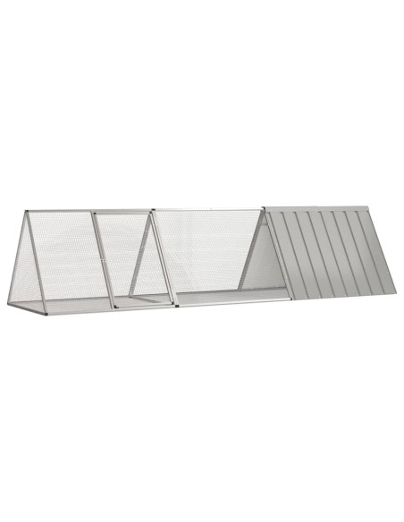 Gabbia per Conigli grigio 302,5x80,5x71 cm Acciaio Zincato