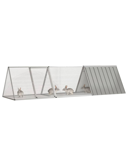 Gabbia per Conigli grigio 302,5x80,5x71 cm Acciaio Zincato