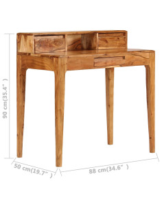 Scrivania con Cassetti in Legno Massello 88x50x90 cm