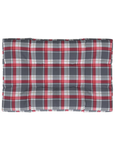 Cuscino per Pallet a Quadri Rossi 120x80x12 cm in Tessuto