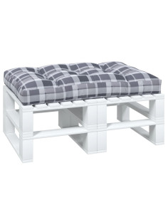 Cuscino per Pallet a Quadri Grigi 120x80x12 cm in Tessuto 2
