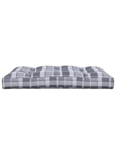 Cuscino per Pallet a Quadri Grigi 120x80x12 cm in Tessuto
