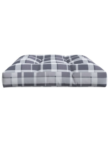 Cuscino per Pallet a Quadri Grigi 120x80x12 cm in Tessuto