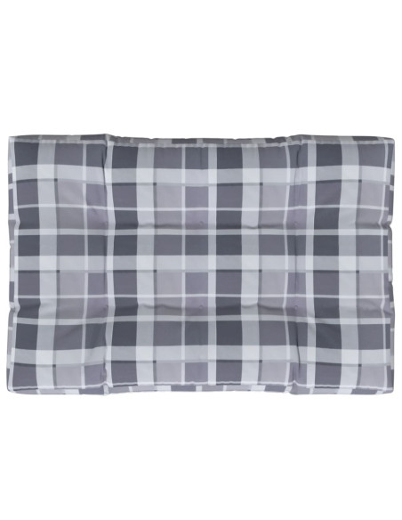 Cuscino per Pallet a Quadri Grigi 120x80x12 cm in Tessuto