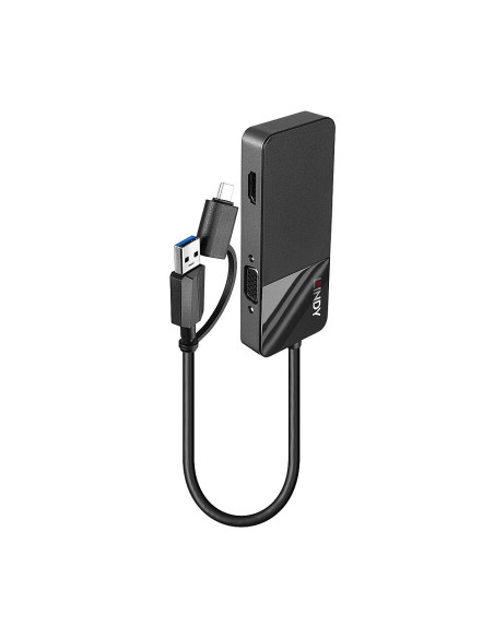 Lindy 43354 replicatore di porte e docking station per laptop USB 3.2 Gen 1 (3.1 Gen 1) Type-A + Type-C Nero