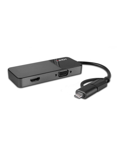 Lindy 43354 replicatore di porte e docking station per laptop USB 3.2 Gen 1 (3.1 Gen 1) Type-A + Type-C Nero