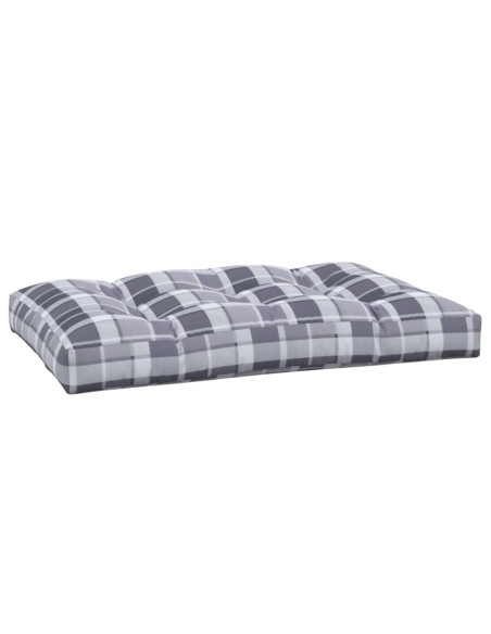 Cuscino per Pallet a Quadri Grigi 120x80x12 cm in Tessuto