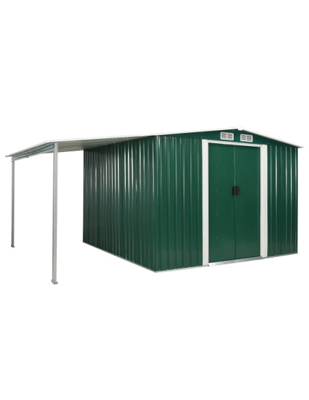 Capanno Giardino Porte Scorrevoli Verde 386x259x178 cm Acciaio