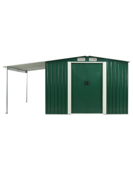 Capanno Giardino Porte Scorrevoli Verde 386x259x178 cm Acciaio