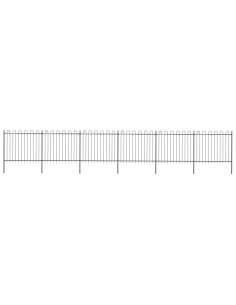 Recinzione da Giardino Punta Tonda in Acciaio 10,2x1,5m Nera