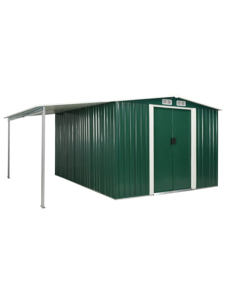 Capanno Giardino Porte Scorrevoli Verde 386x312x178 cm Acciaio
