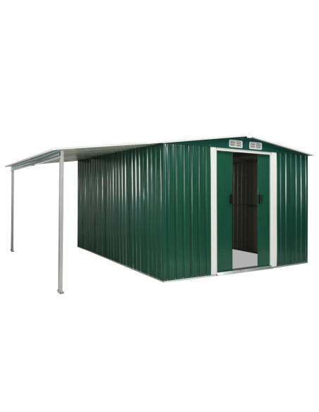 Capanno Giardino Porte Scorrevoli Verde 386x312x178 cm Acciaio