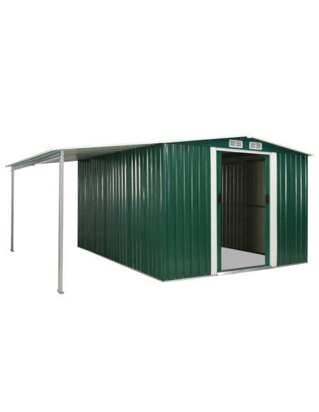 Capanno Giardino Porte Scorrevoli Verde 386x312x178 cm Acciaio