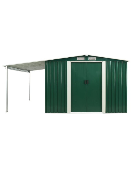 Capanno Giardino Porte Scorrevoli Verde 386x312x178 cm Acciaio