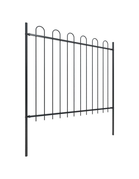 Recinzione da Giardino con Parte Superiore ad Anello in Acciaio 1781,5x150 cm Nero