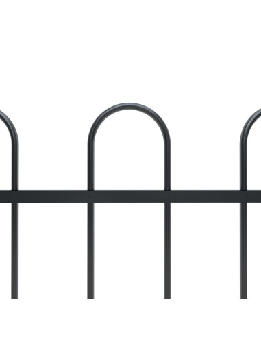 Recinzione da Giardino Punta Tonda Acciaio 13,6x1,5m Nera