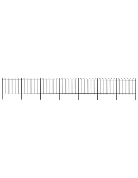 Recinzione Giardino con Punta Tonda Acciaio 11,9x1,5m Nera