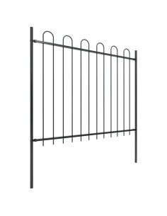 Recinzione da Giardino con Parte Superiore ad Anello in Acciaio 1603,5x150 cm Nero 2