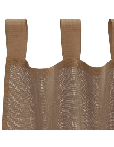 Tende in Voile con Passanti 2 pz Marrone Chiaro 140x245 cm