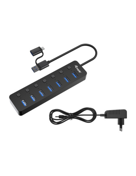 Equip 128965 hub di interfaccia USB 3.2 Gen 1 (3.1 Gen 1) Type-A 5000 Mbit/s Nero