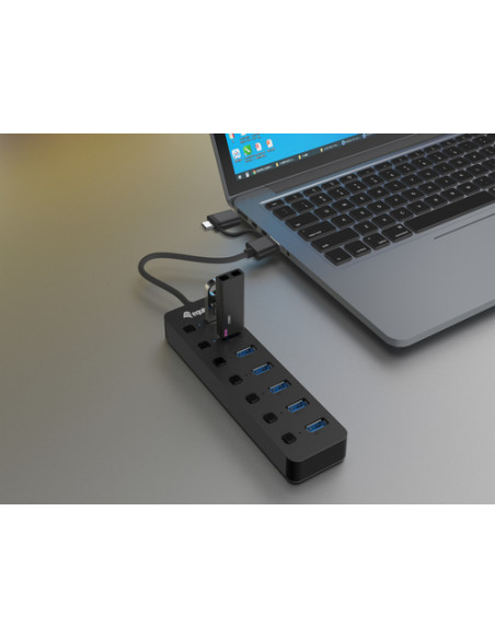 Equip 128965 hub di interfaccia USB 3.2 Gen 1 (3.1 Gen 1) Type-A 5000 Mbit/s Nero