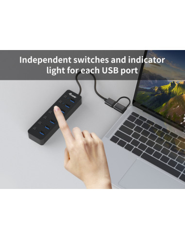 Equip 128965 hub di interfaccia USB 3.2 Gen 1 (3.1 Gen 1) Type-A 5000 Mbit/s Nero