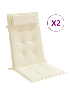 Cuscini per Sedia con Schienale Alto 2 pz Crema Tessuto Oxford