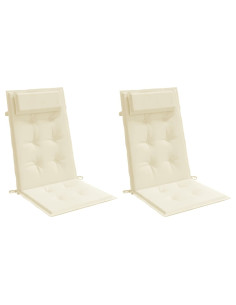 Cuscini per Sedia con Schienale Alto 2 pz Crema Tessuto Oxford 2