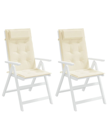 Cuscini per Sedia con Schienale Alto 2 pz Crema Tessuto Oxford