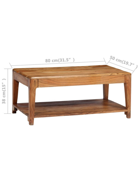 Tavolino da Salotto in Legno Massello 88x50x38 cm
