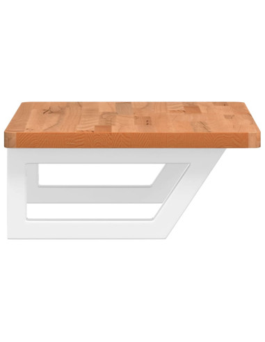 Ripiano a Parete per Lavabo in Acciaio e Massello di Faggio