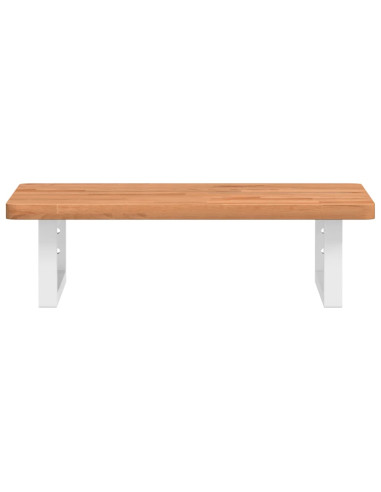 Ripiano a Parete per Lavabo in Acciaio e Massello di Faggio