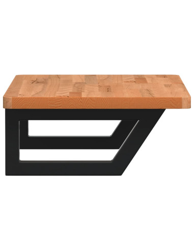 Ripiano a Parete per Lavabo in Acciaio e Massello di Faggio